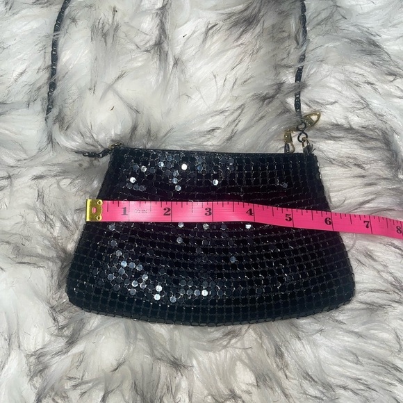Tiny beaded crossbody black sequin purse travel bag party bag club bag - Picture 6 of 11